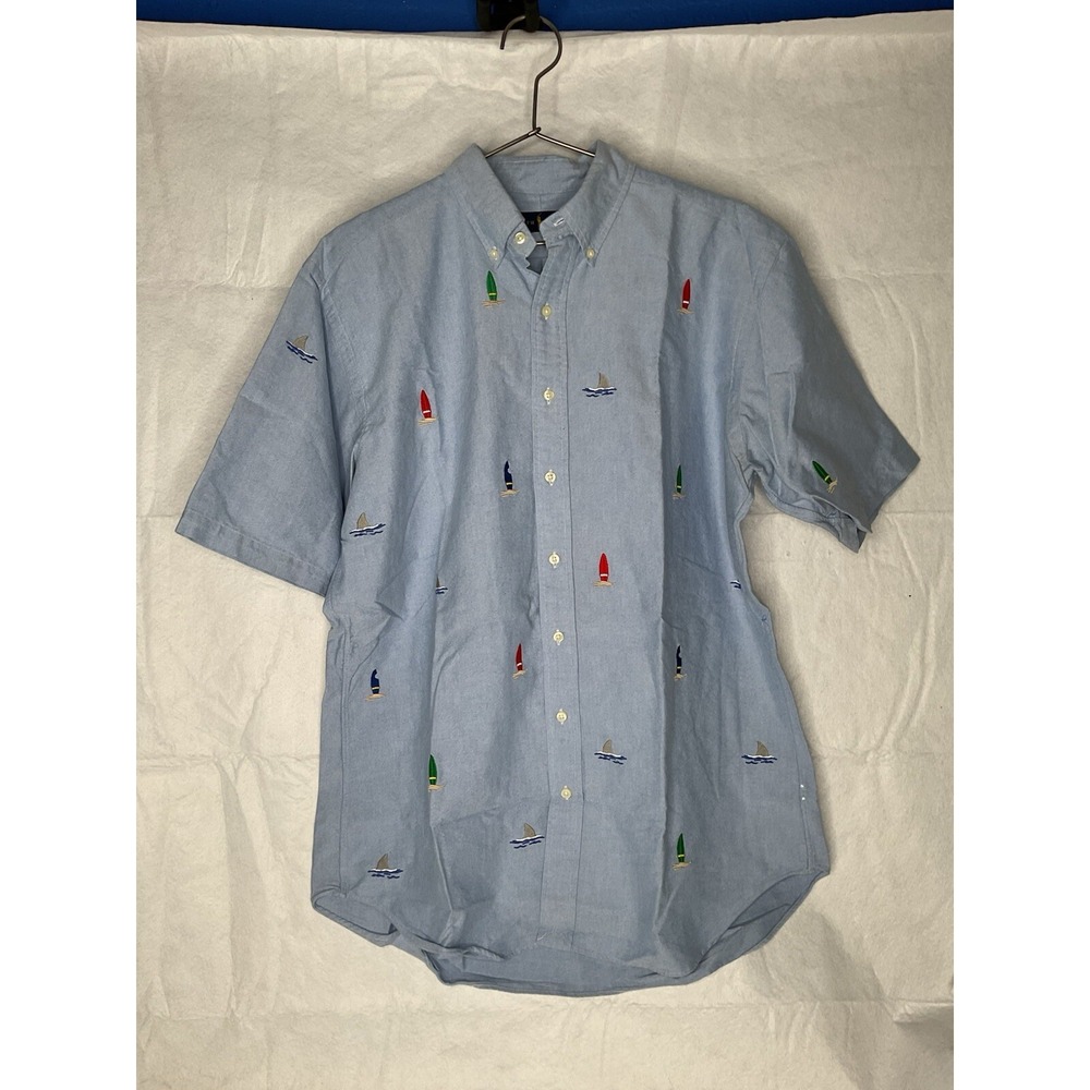 Ralph Lauren Short Sleeve Shirt Men's LT Blue Embroidered Sailboat